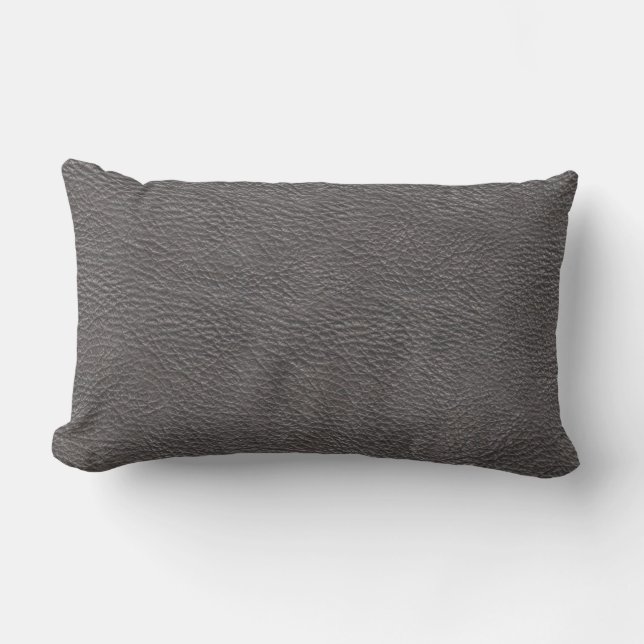 Grey Leather Texture Lumbar Cushion (Front)