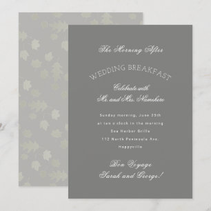 Grey Leaves Autumn Wedding Breakfast Invitation