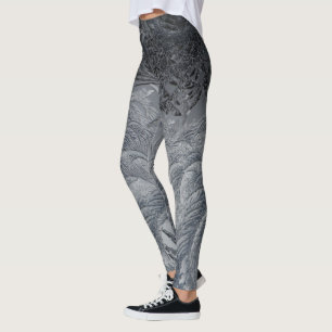 Grey Leaves Leggings