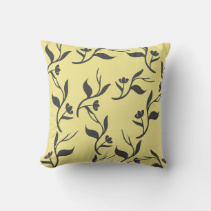 Grey Leaves Pattern Throw Pillow Cushion