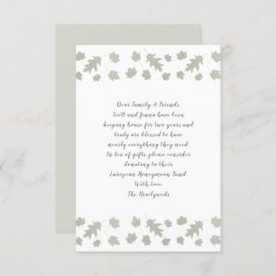 Grey Leaves Wishing Well Wording Enclosure Cards