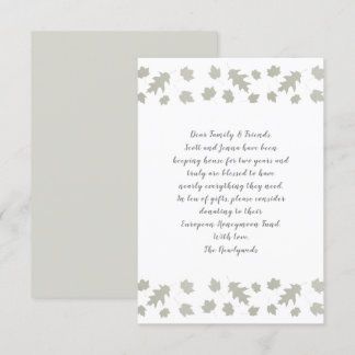 Grey Leaves Wishing Well Wording Enclosure Cards
