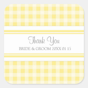 Grey Lemon Gingham Thank You Wedding Favour Tags