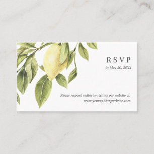 Grey Lemon leaves Wedding RSVP Online Website Business Card
