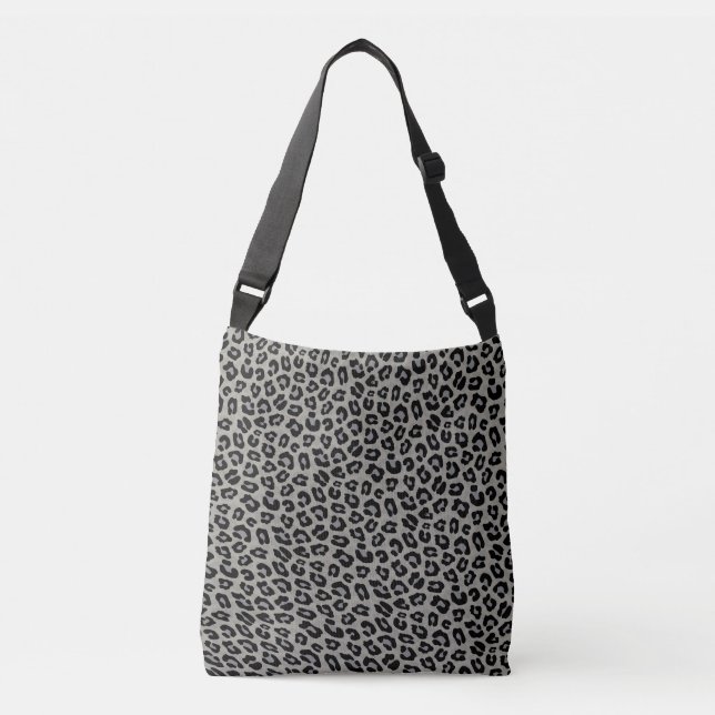 Grey Leopard Animal Print Crossbody Bag (Front)