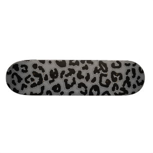 Grey Leopard Animal Print Skateboard