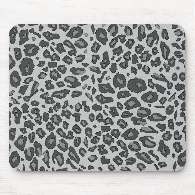 Grey leopard print mouse mat (Front)