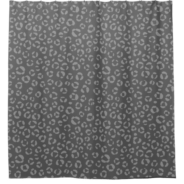 Grey leopard print shower curtain (Front)