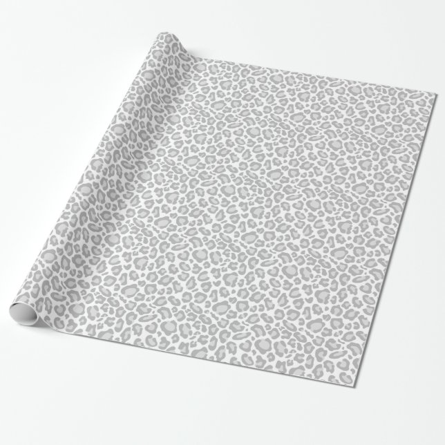 Grey Leopard Print Wrapping Paper (Unrolled)