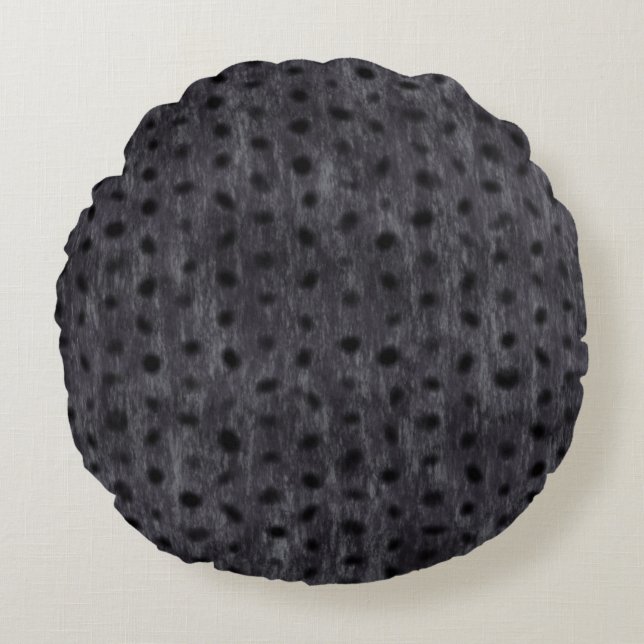 Grey Leopard Round Cushion (Front)