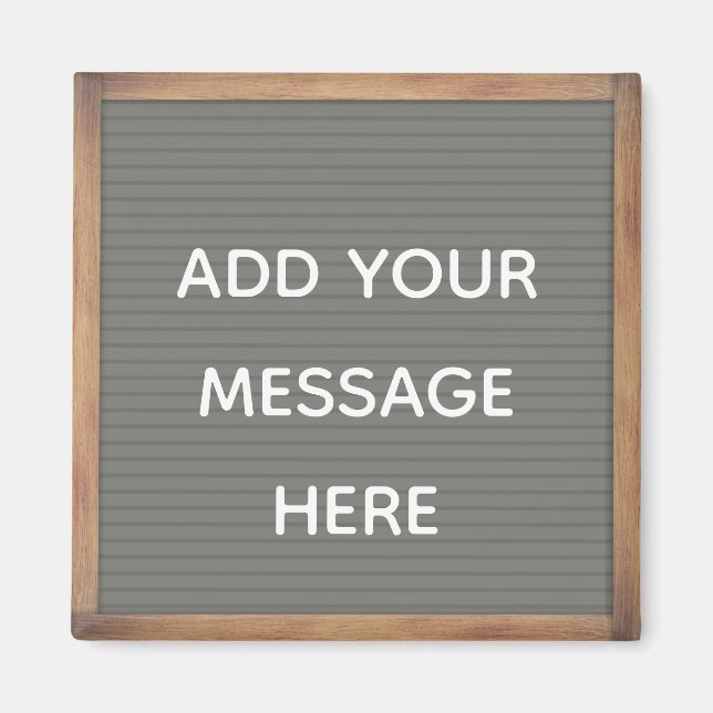 Grey Letterboard in Frame Custom Message Magnet (Front)