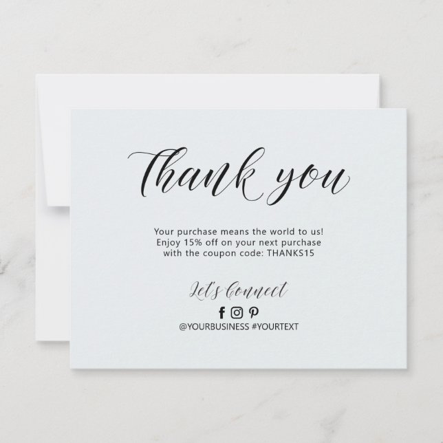 Grey Lettering Business Package Thank You Card (Front)