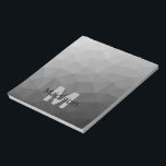 Grey light geometric mesh pattern Monogram Notepad<br><div class="desc">Monogram Personalise notepad school office stationery with your custom initial and name. Triangle geometric mesh with light dark grey ombre gradient.</div>