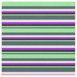 Grey, Light Green, Black, Dark Violet & Light Cyan Fabric