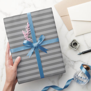 Grey & Light Grey Stripes Wrapping Paper