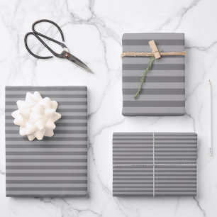 Grey & Light Grey Stripes Wrapping Paper Sheet
