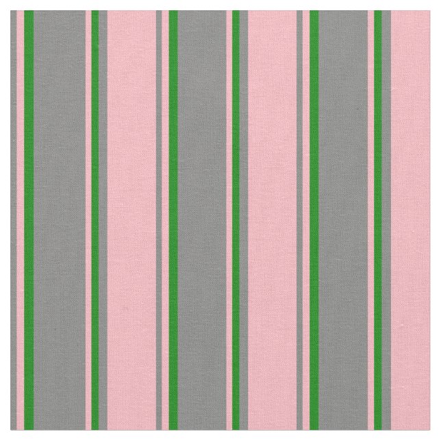 Grey, Light Pink & Green Pattern Fabric (Close Up)