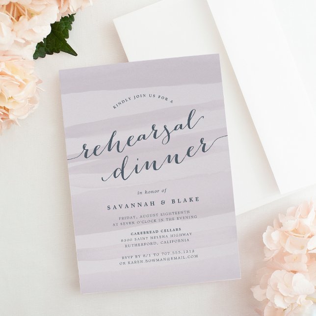 Grey Lilac Watercolor Rehearsal Dinner Invitation (Creator Uploaded)