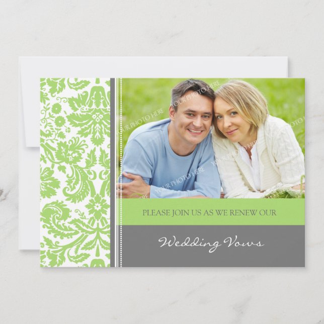 Grey Lime Photo Wedding Vow Renewal Invitation (Front)