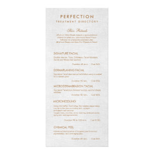 Grey Linen Aesthetician Spa Price List Service Men Rack Card