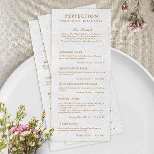 Grey Linen Aesthetician Spa Price List Service Men Rack Card