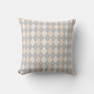Grey & LINEN BROWN Diamonds ARGYLE Pattern Cushion