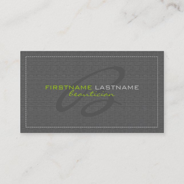 Grey Linen Burlap Texture Beautician Card (Front)