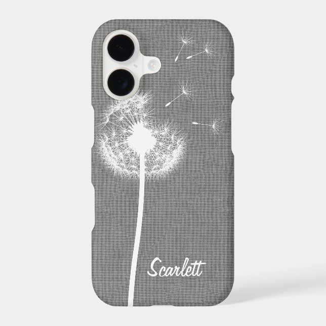 Grey Linen Dandelion Monogrammed iPhone 7 Plus (Back)
