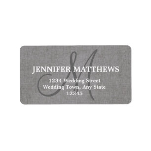 Grey Linen Wedding Reply Card Address Label