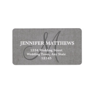 Grey Linen Wedding Reply Card Address Label