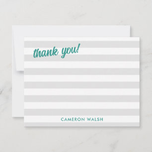 Grey Lines Teal Thank You Add Name Card