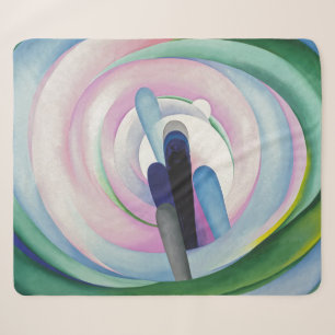 Grey Lines w Black, Blue and Yellow O'Keeffe Sherpa Blanket