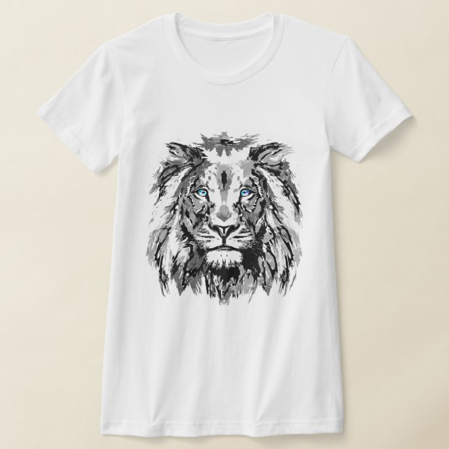 Grey Lion Drawing - Lion Head T-Shirt (Laydown)