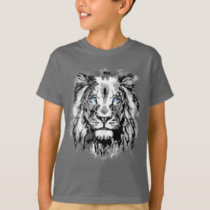 Grey Lion Portrait Drawing - Lion Boys T-Shirt
