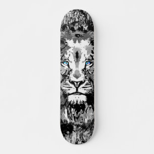 Grey Lion Portrait Drawing - Lion Skateboard
