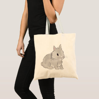 Grey lionhead bunny  tote bag