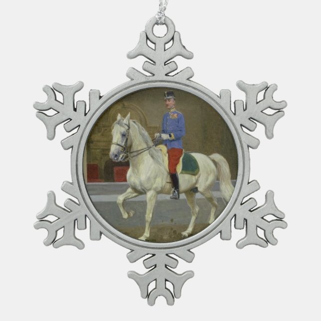 Grey Lipizzan Stallion Christmas Ornament (Front)