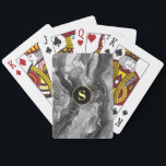 Grey Liquid Ink, Yellow Monogram Playing Cards<br><div class="desc">A trendy Grey Liquid Ink design with personalised circle,  yellow Monogram.</div>