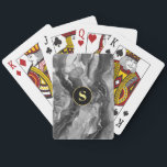 Grey Liquid Ink, Yellow Monogram Playing Cards<br><div class="desc">A trendy Grey Liquid Ink design with personalised circle,  yellow Monogram.</div>