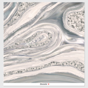 Grey liquid marble and crystal - pearl and silver