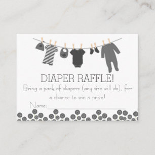 Grey Little Clothes Diaper Raffle Tickets Enclosure Card