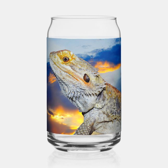 Grey Lizard at sunset Can Glass (Back)