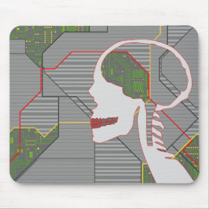 grey logicskull mouse mat