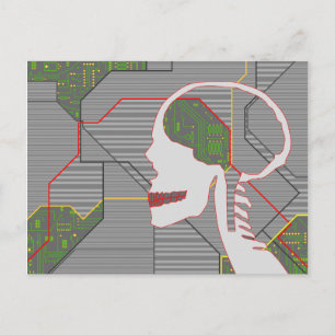 grey logicskull postcard