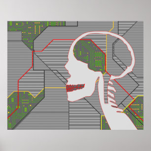 grey logicskull poster