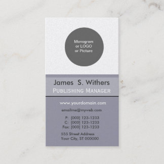 Grey Logo Initials Monogram  Designer Business Card