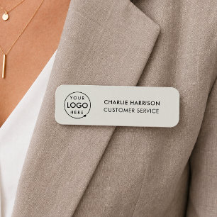 Grey Logo Modern Business Employee Staff Name Tag