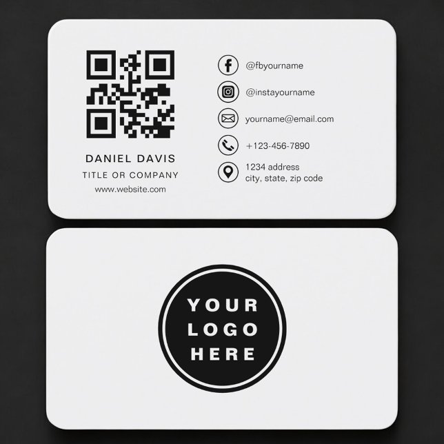 Grey Logo QR Code Professional Business Card (Creator Uploaded)