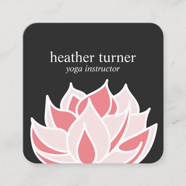 Grey Lotus wellness spa massage yoga  Square Business Card (Front)