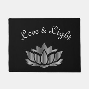 Grey Love and Light Lotus Flower design Doormat